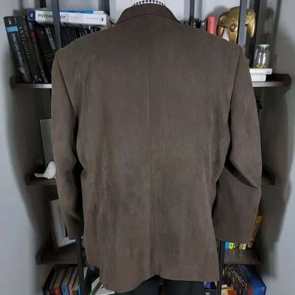 Andrew Fezza BAXTER Men's Suede Sport Coat Blazer Two Button Brown Polyester 52R